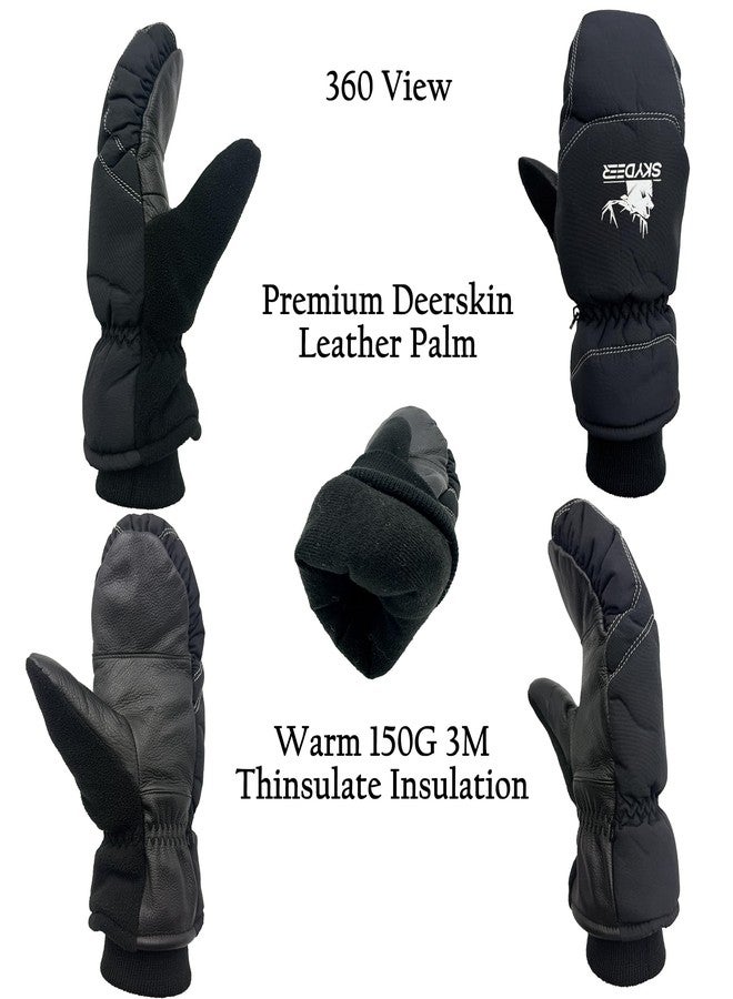 SKYDEER Winter Gloves for Kids, Skiing Mittens with Deerskin Leather and 150G 3M Thinsulate Insulation (SD8753M/2XS) - Image 2